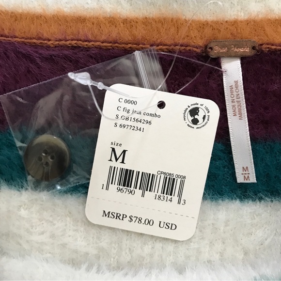 Free People Ciara Fuzzy Striped Sweater Mini Size M - Picture 3 of 8